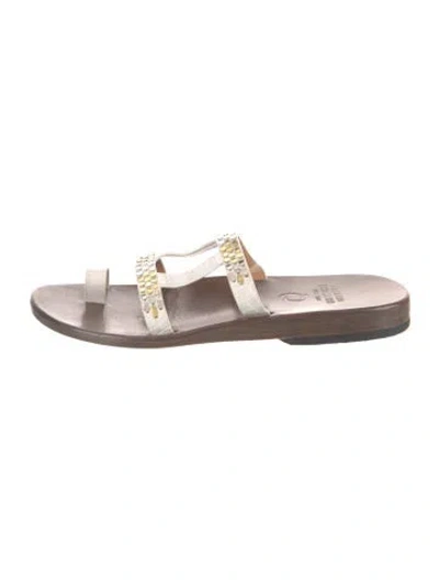 Pre-owned Calleen Cordero Leather Slides In White