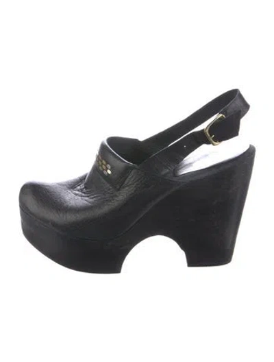 Pre-owned Calleen Cordero Leather Slingback Pumps In Black