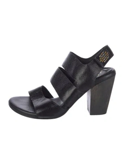 Pre-owned Calleen Cordero Leather Slingback Sandals In Black