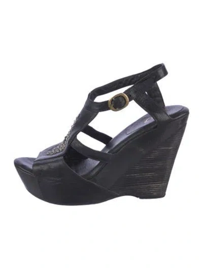 Pre-owned Calleen Cordero Leather Slingback Sandals In Blue