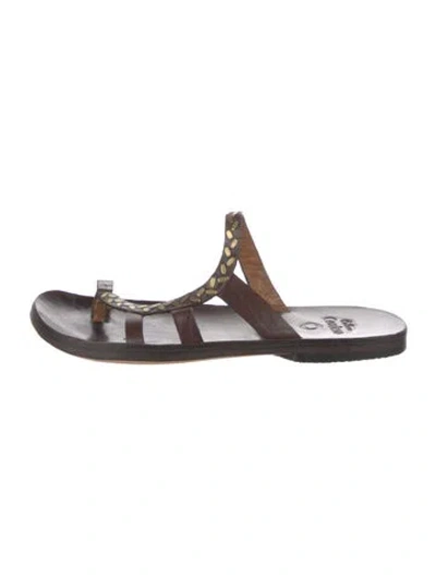 Pre-owned Calleen Cordero Leather Studded Accents Gladiator Sandals In Blue