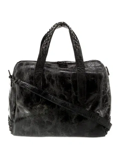 Pre-owned Calleen Cordero Leather Top Handle Bag In Black