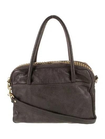 Pre-owned Calleen Cordero Leather Top Handle Bag In Black