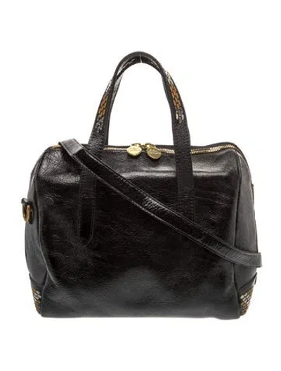 Pre-owned Calleen Cordero Leather Top Handle Bag In Black