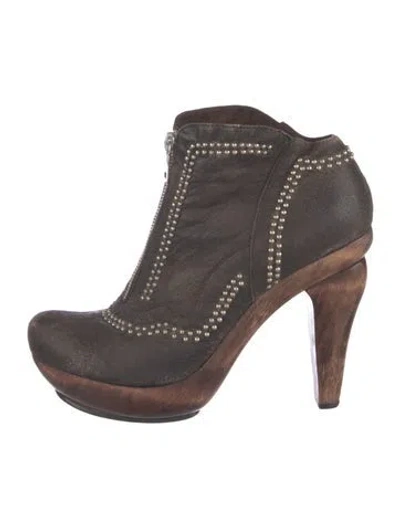 Pre-owned Calleen Cordero Leather T-strap Pumps In Brown