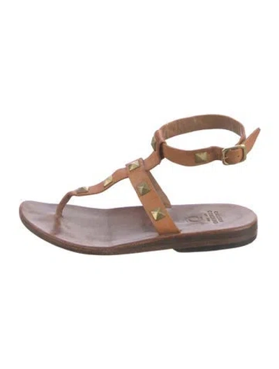 Pre-owned Calleen Cordero Leather T-strap Sandals In Pink