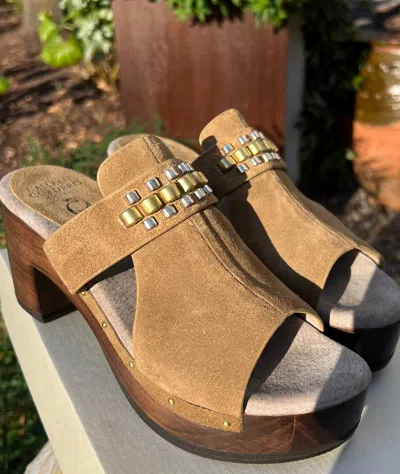 Calleen Cordero Rolexa Heel In Biscuit Suede In Multi