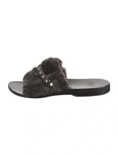 Pre-owned Calleen Cordero Shearling Flats In Black