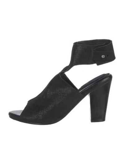 Pre-owned Calleen Cordero Suede Cutout Accent Sandals In Black