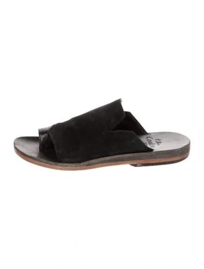 Pre-owned Calleen Cordero Suede Slides In Black