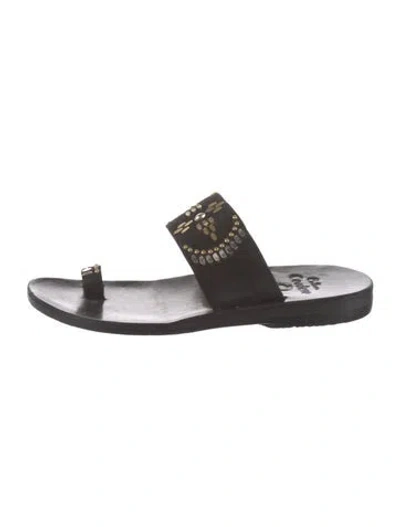 Pre-owned Calleen Cordero Suede Slides In Black