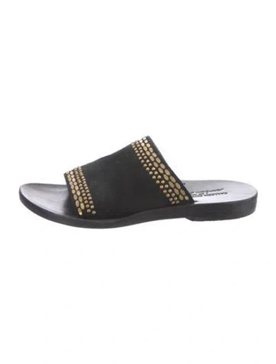 Pre-owned Calleen Cordero Suede Slides In Black