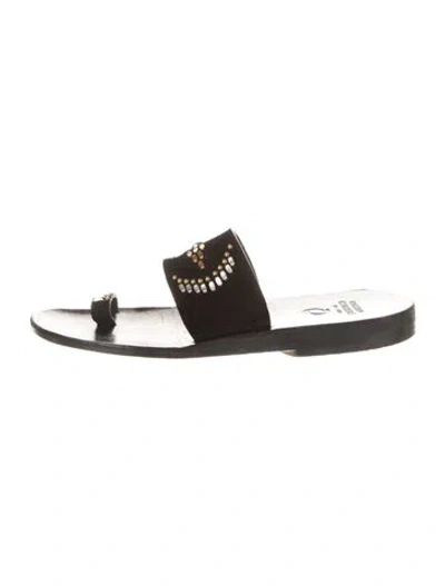 Pre-owned Calleen Cordero Suede Slides In Brown