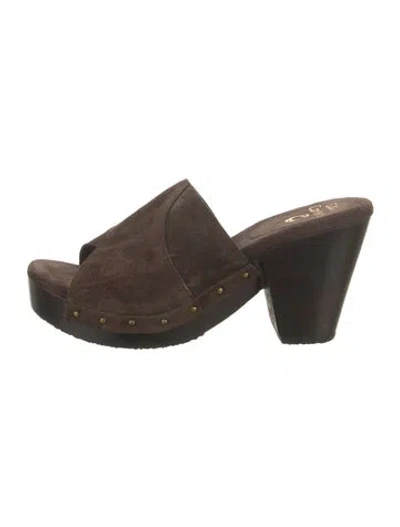 Pre-owned Calleen Cordero Suede Slides In Brown