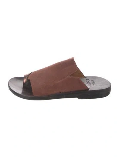 Pre-owned Calleen Cordero Suede Slides In Brown