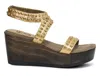 Calleen Cordero Women's Mesa Wedge In Gold Python With Brass Art In Multi