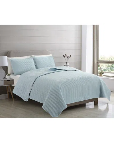 Callie Collection Seersucker Textured Quilt Set In Blue
