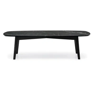 Calligaris Abrey Elliptical Coffee Table With Wooden Base In Black