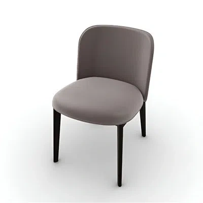 Calligaris Abrey Upholstered Chair With Wooden Base In Smoke,mud Brown