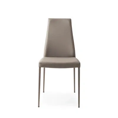 Calligaris Aida Upholstered Ergonomic Chair With Metal Frame In Taupe Skuba,matte Taupe