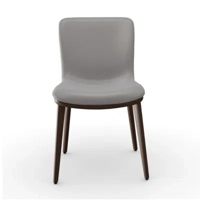 Calligaris Annie Upholstered Dining Chair With Wooden Legs In Taupe,smoke