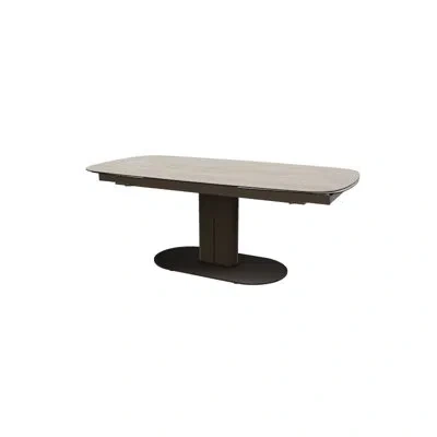 Calligaris Cameo Extendable Tables In White Travertino,matt Bronze