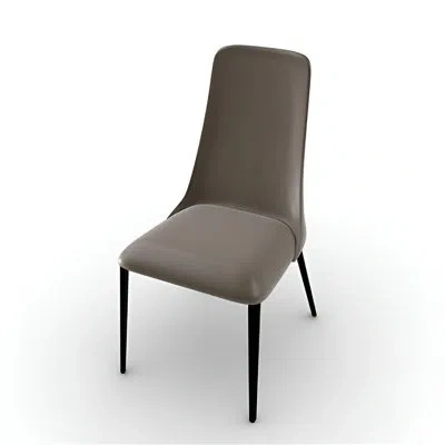 Calligaris Etoile Upholstered Chair With High Back And Metal Legs In Taupe,matt Black