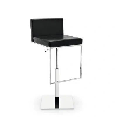 Calligaris Even Plus Upholstered Adjustable Stool With Swivel Base In Black