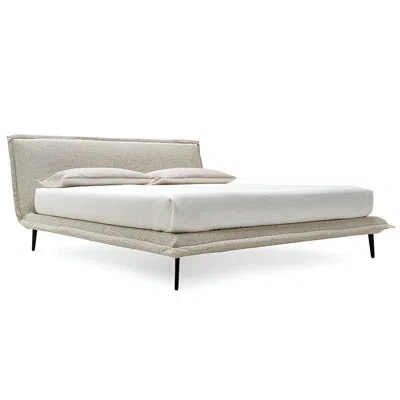 Calligaris Fluff Fully Upholstered Platform Bed In Cream