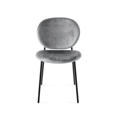 Calligaris Inès Upholstered Chair With Metal Frame In Ash Gray,matte Black