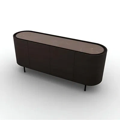 Calligaris Lake Rounded Sideboard In Smoke,matt Black