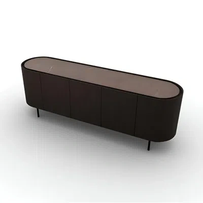 Calligaris Lake Rounded Sideboard In Smoke,matt Black