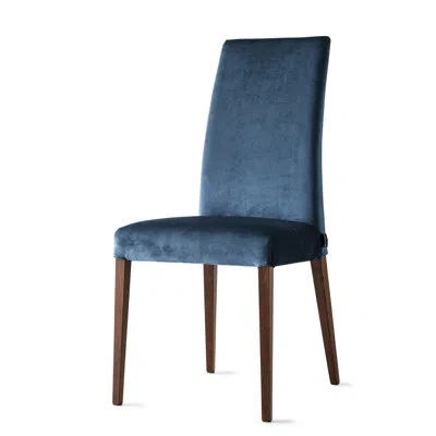 Calligaris Méditerranée Upholstered Chair With Wooden Legs In Ocean Blue,smoke