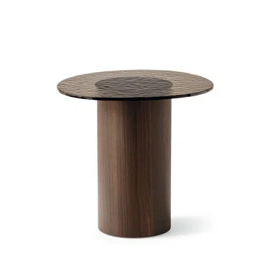 Calligaris Mushroom Pedestal End Table With Wooden Base In Bronze Top,smoke Base