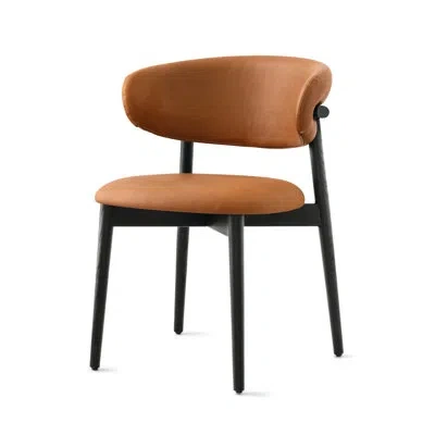 Calligaris Oleandro Upholstered Chair In Matt Black,cognac