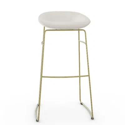 Calligaris Palm Upholstered Backless Stool With Metal Frame In Skuba Optic White