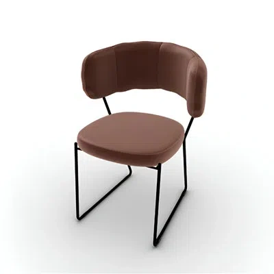 Calligaris Quadrotta Upholstered Chair With Metal Frame And Plush Back In Tobacco