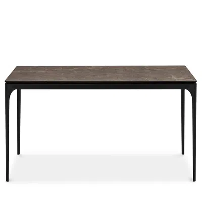 Calligaris Silhouette Extendable Dining Table In Matte Black/ceramic Bronze