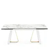 Calligaris Sunshine Extendable Dining Table In Matte White/painted Brass/white Marble C
