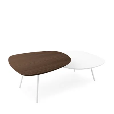 Calligaris Tweet Coffee Table In Matte Optic White And Smoke Wood