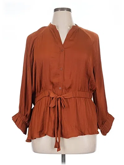 Pre-owned Calligraphie 3/4 Sleeve Blouse In Brown