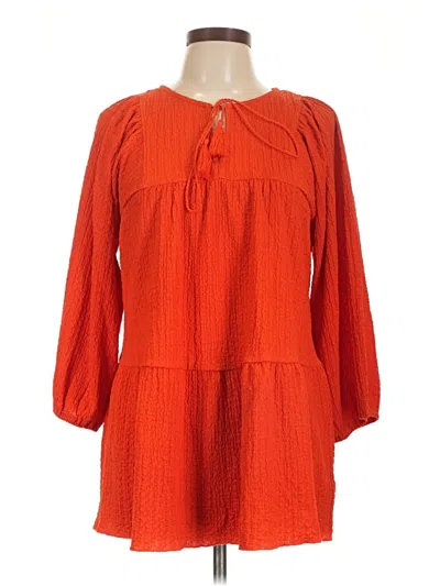 Pre-owned Calligraphie 3/4 Sleeve Blouse In Orange