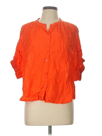 Pre-owned Calligraphie 3/4 Sleeve Button Down Shirt In Orange