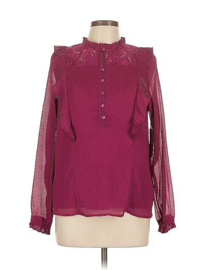 Pre-owned Calligraphie Long Sleeve Blouse In Burgundy