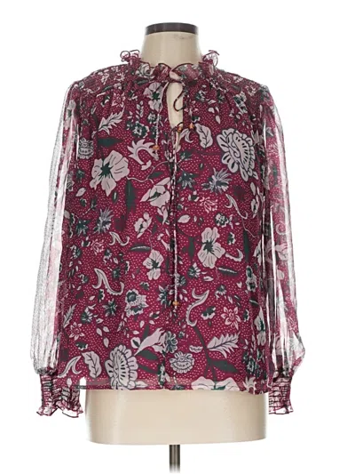 Pre-owned Calligraphie Long Sleeve Blouse In Burgundy
