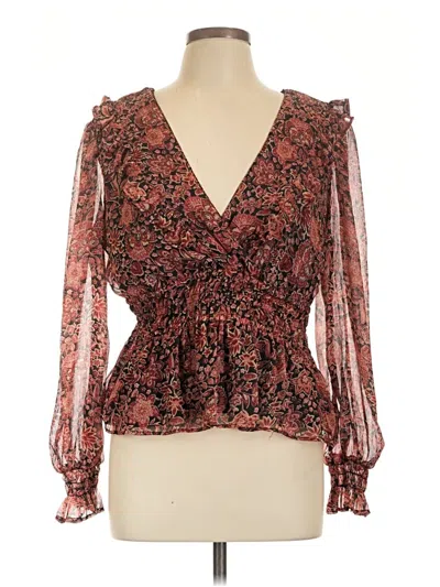 Pre-owned Calligraphie Long Sleeve Blouse In Burgundy