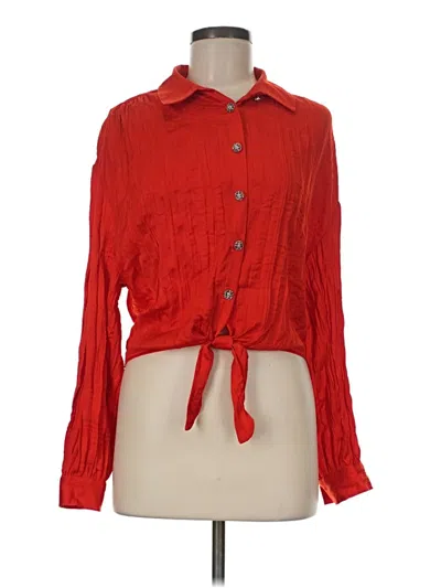 Pre-owned Calligraphie Long Sleeve Blouse In Red