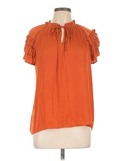 Pre-owned Calligraphie Short Sleeve Blouse In Orange