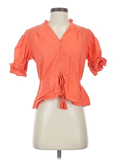 Pre-owned Calligraphie Short Sleeve Blouse In Orange