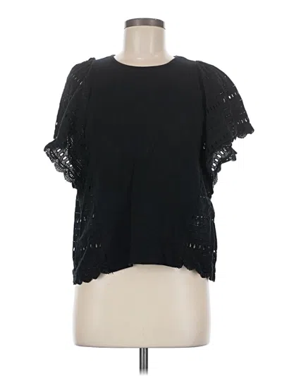 Pre-owned Calligraphie Short Sleeve Top Black Keyhole Neckline Tops